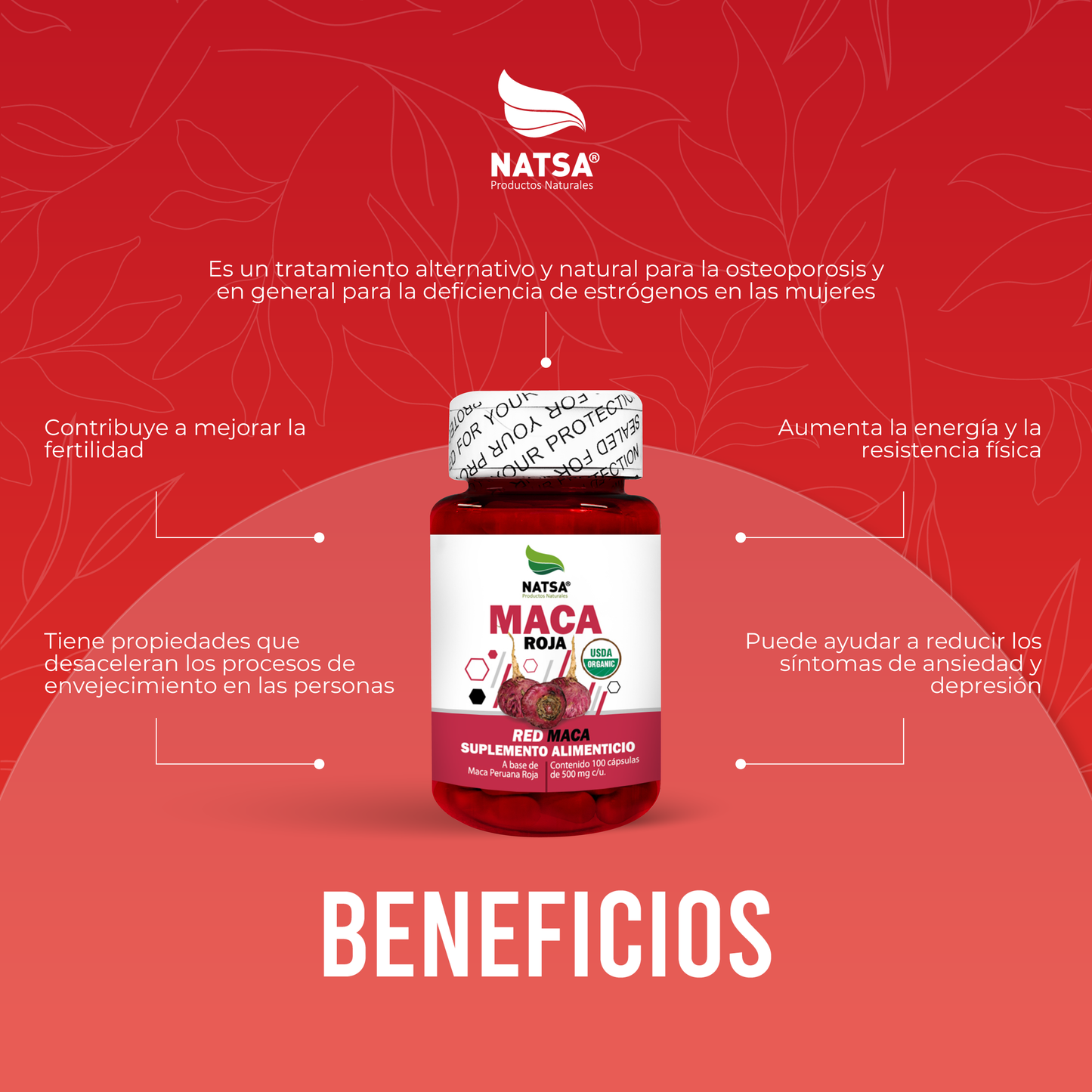 Maca Peruana Roja 100 cápsulas