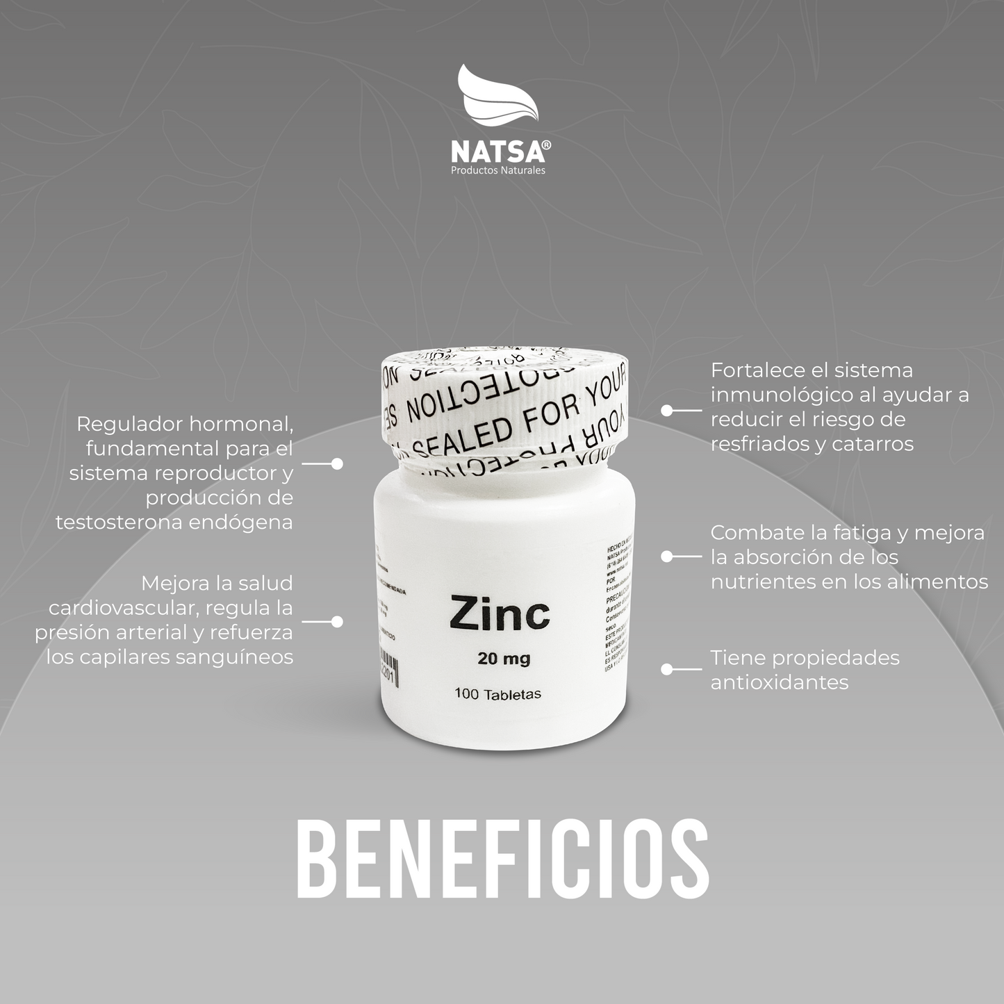 Zinc 20 mg 100 tabletas