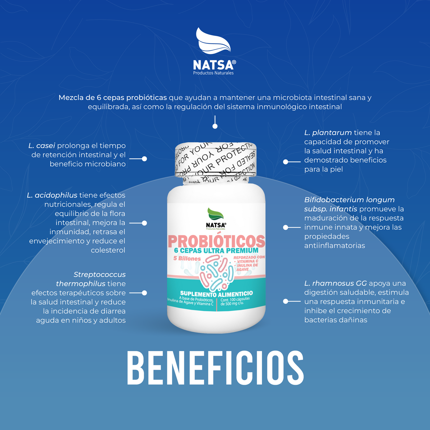 Probióticos 5 billones 100 cápsulas