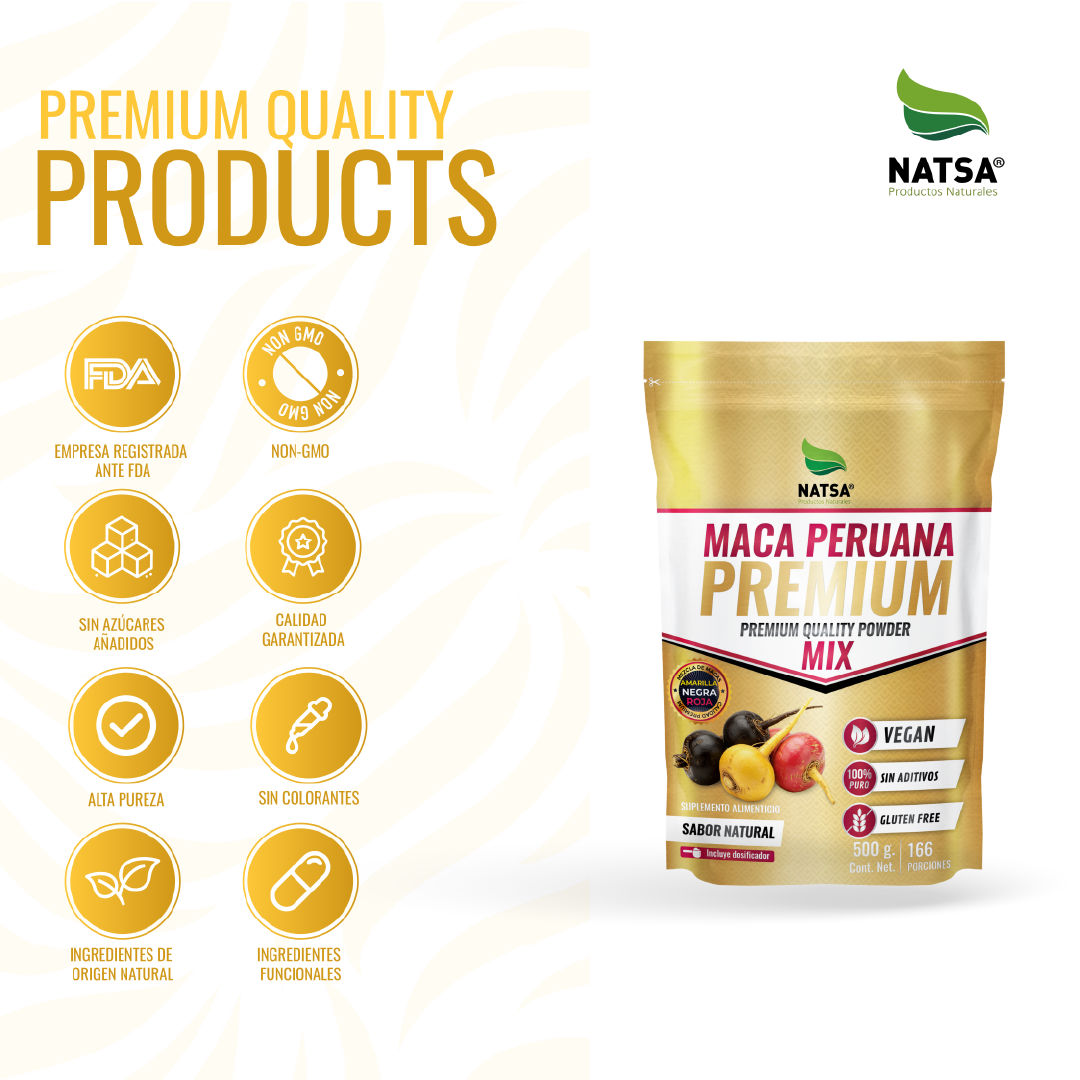 Maca Premium 500 g (Amarilla, Negra y Roja)