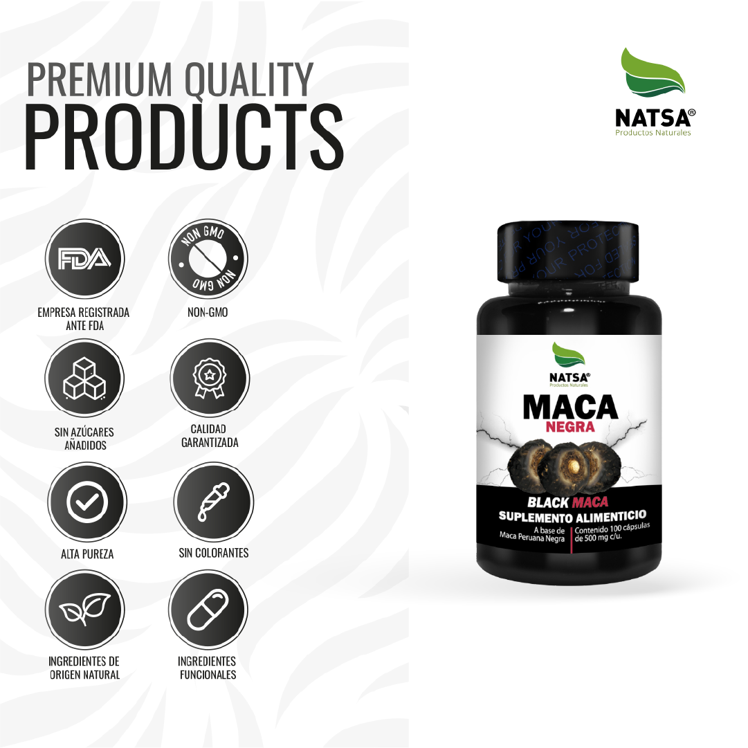 Maca Peruana Negra 100 cápsulas