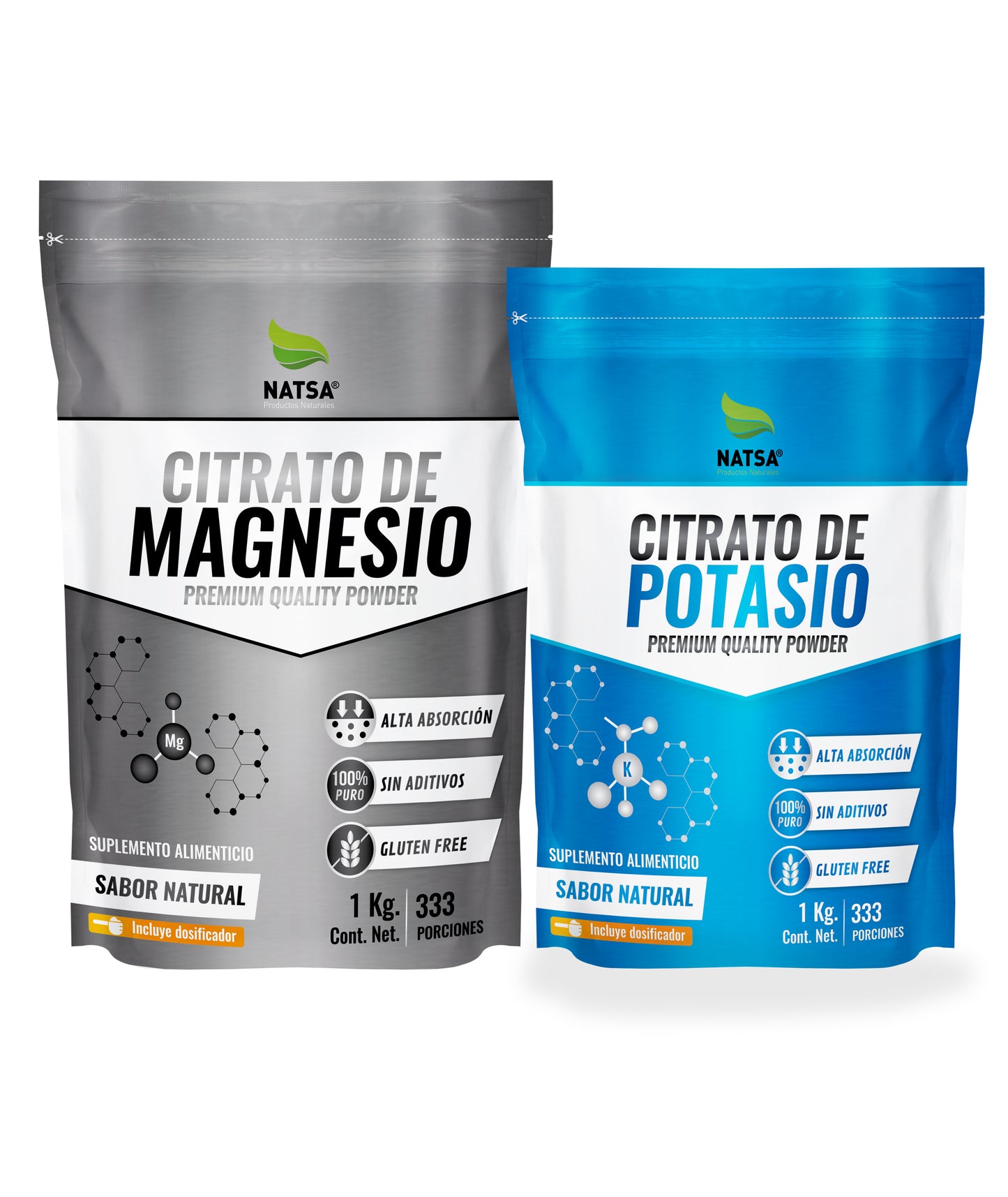 1 kg de Citrato de Magnesio y 1 kg de Citrato de Potasio