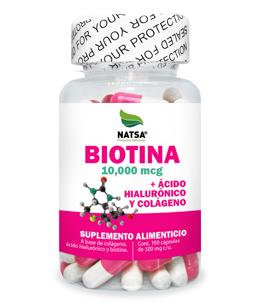 Biotina con Ácido Hialurónico y Colágeno 100 cápsulas