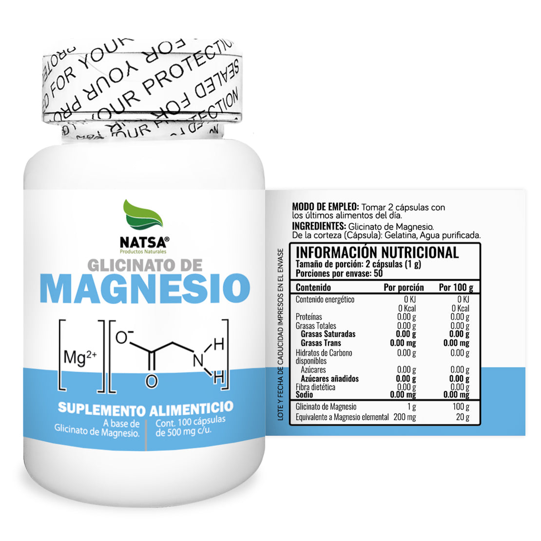 Glicinato de Magnesio 100 cápsulas