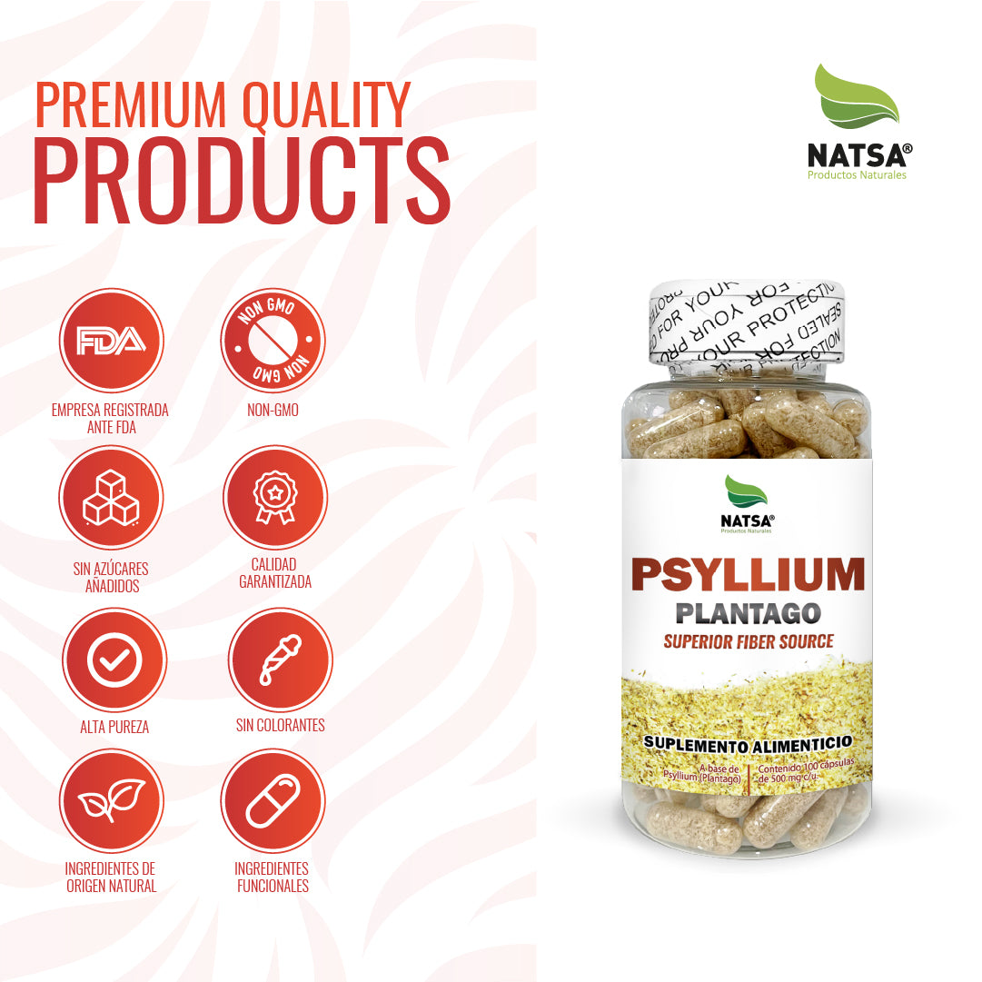 Psyllium plantago 100 cápsulas