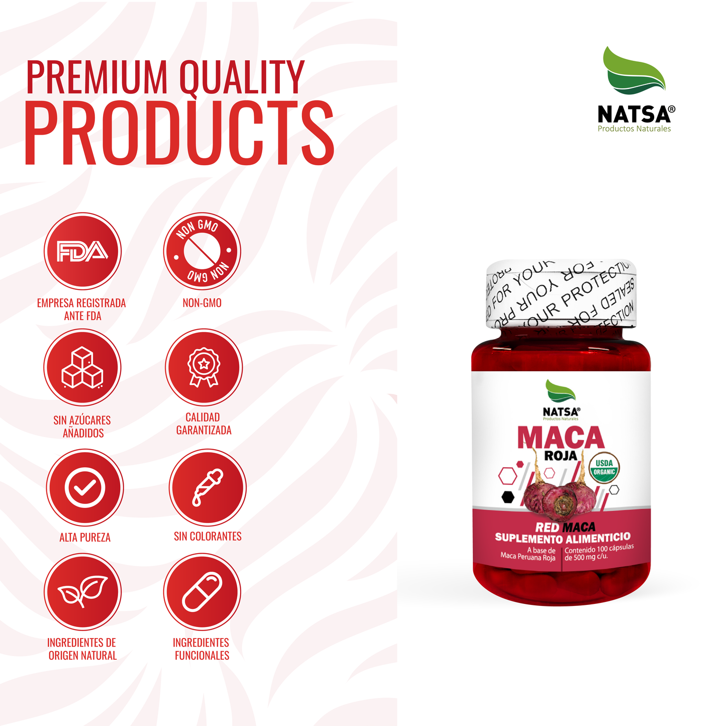 Maca Peruana Roja 100 cápsulas