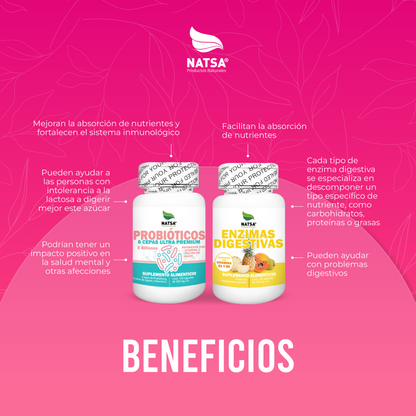 Pack Digestivo Premium, Enzimas y Probióticos 100 Cap C/u
