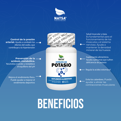 Citrato de Potasio 60 cápsulas