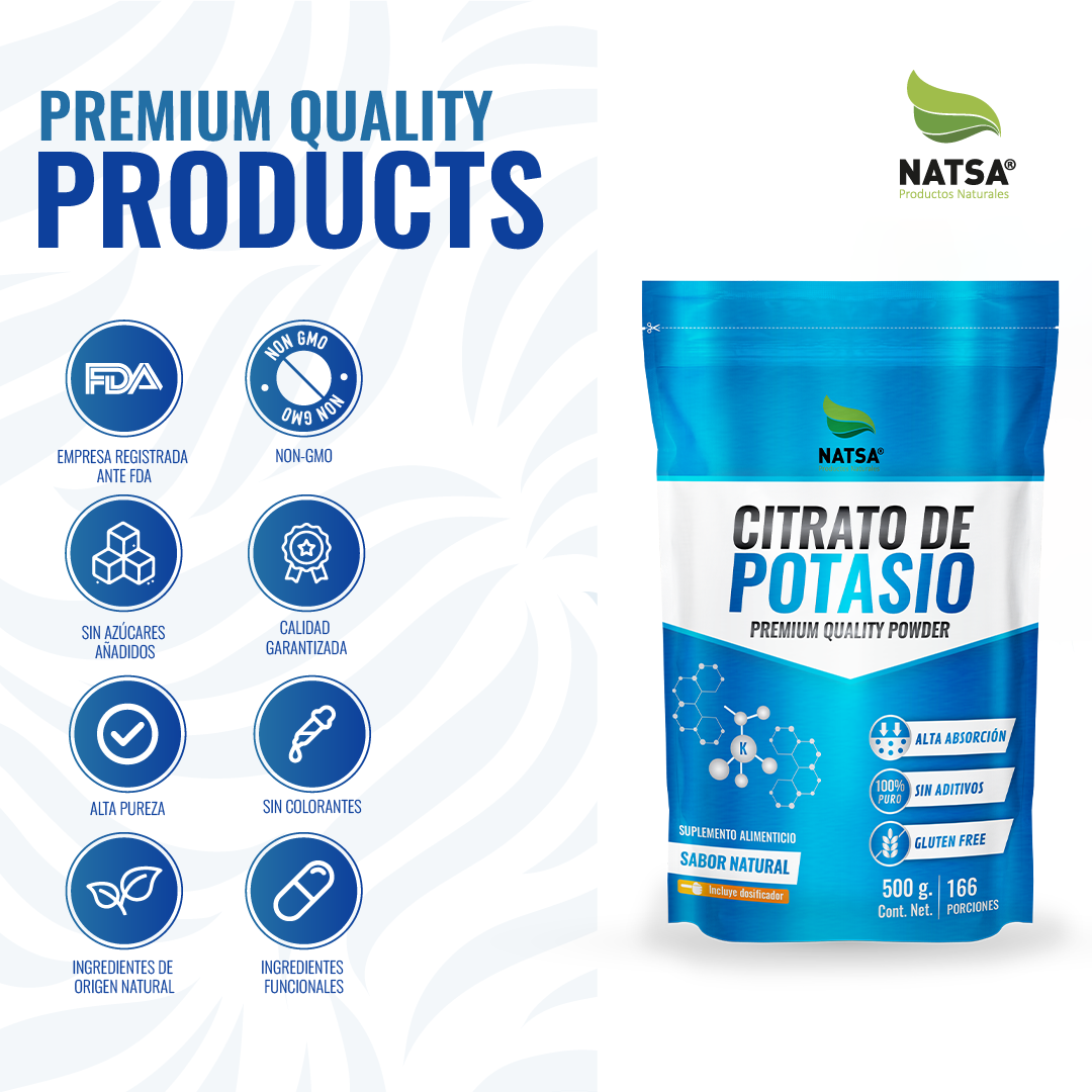 500 g de Citrato de Magnesio y 500 g de Citrato de Potasio