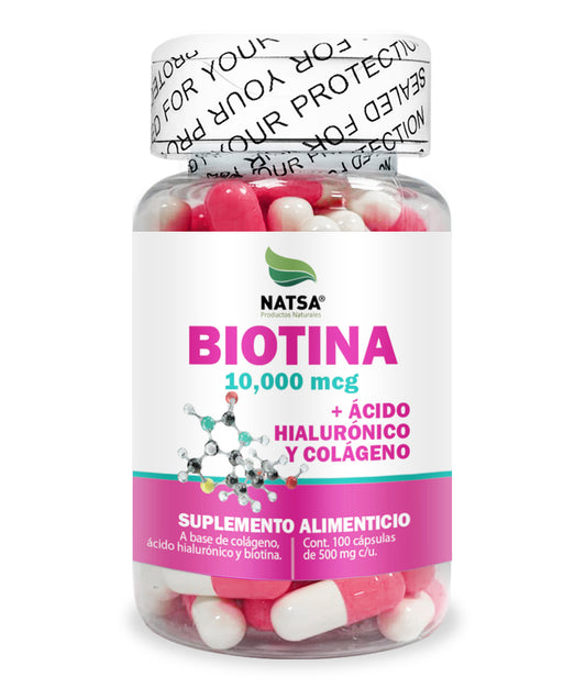 Biotina con Ácido Hialurónico y Colágeno 100 cápsulas