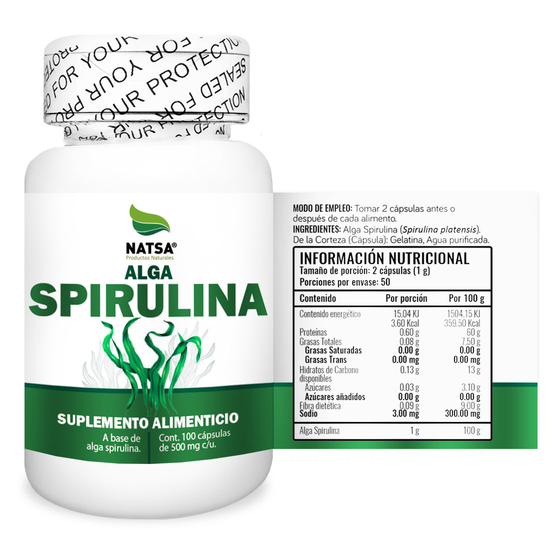 Alga Espirulina 100 cápsulas