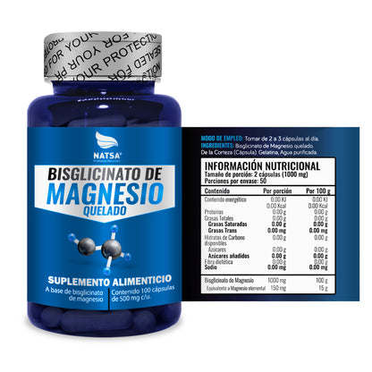 Bisglicinato de Magnesio 100 cápsulas