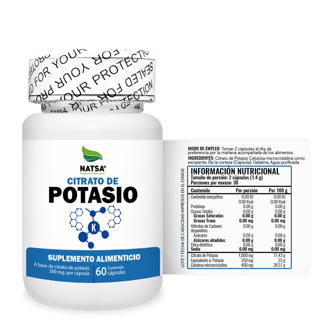 Citrato de Potasio 60 cápsulas