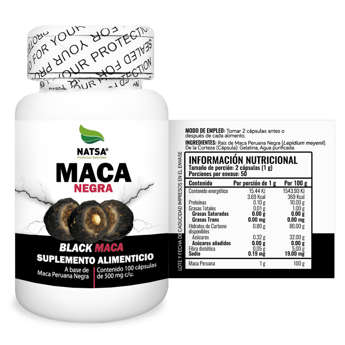 Maca Peruana Negra 100 cápsulas