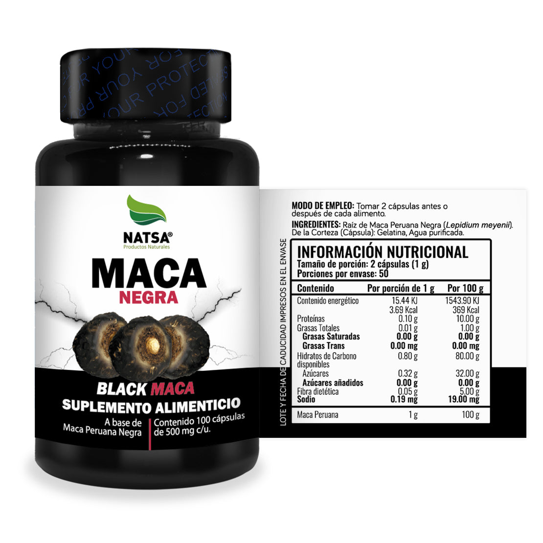 Maca Peruana Negra 100 cápsulas