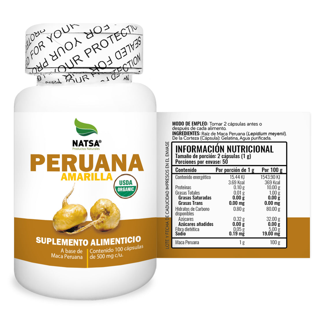 Maca Peruana Amarilla 100 cápsulas
