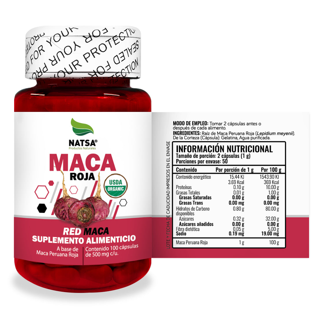 Maca Peruana Roja 100 cápsulas