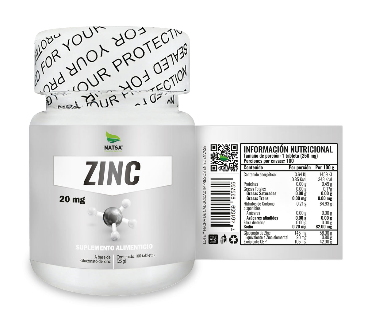 Zinc 20 mg 100 tabletas